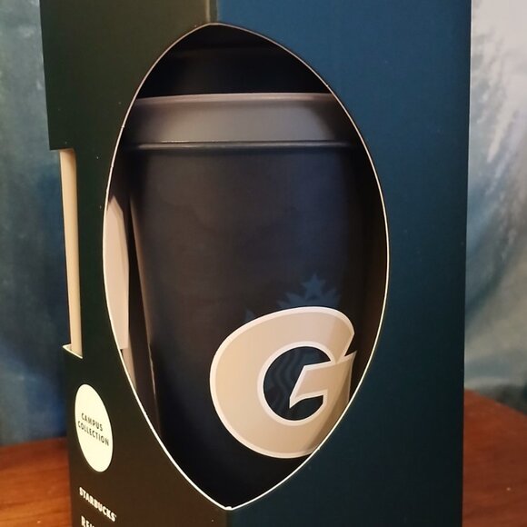 Starbucks Campus Collection GEORGETOWN HOYAS 5 PK Plastic 24 Oz Cups Lid/Straw - Picture 6 of 7